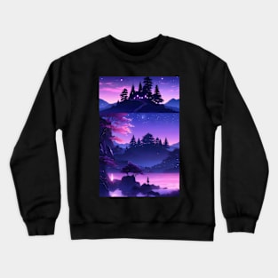 Fantasy purple landscape collage Crewneck Sweatshirt